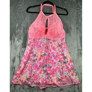 Secret Treasures Sleepwear High Neck Holter Chemise Women‎ 2xl/40DD pink floral